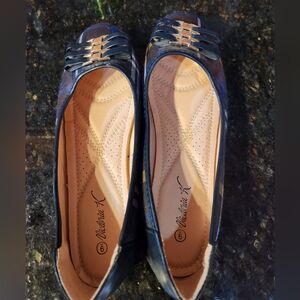 Victoria K Blue Flats with Decorative Gold Laces - Never Worn